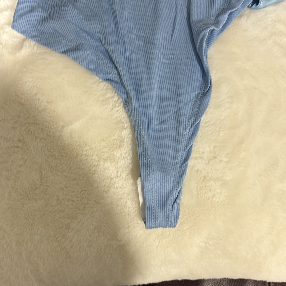 Blue ribbed/satin bodysuit new with tags - Picture 3 of 5